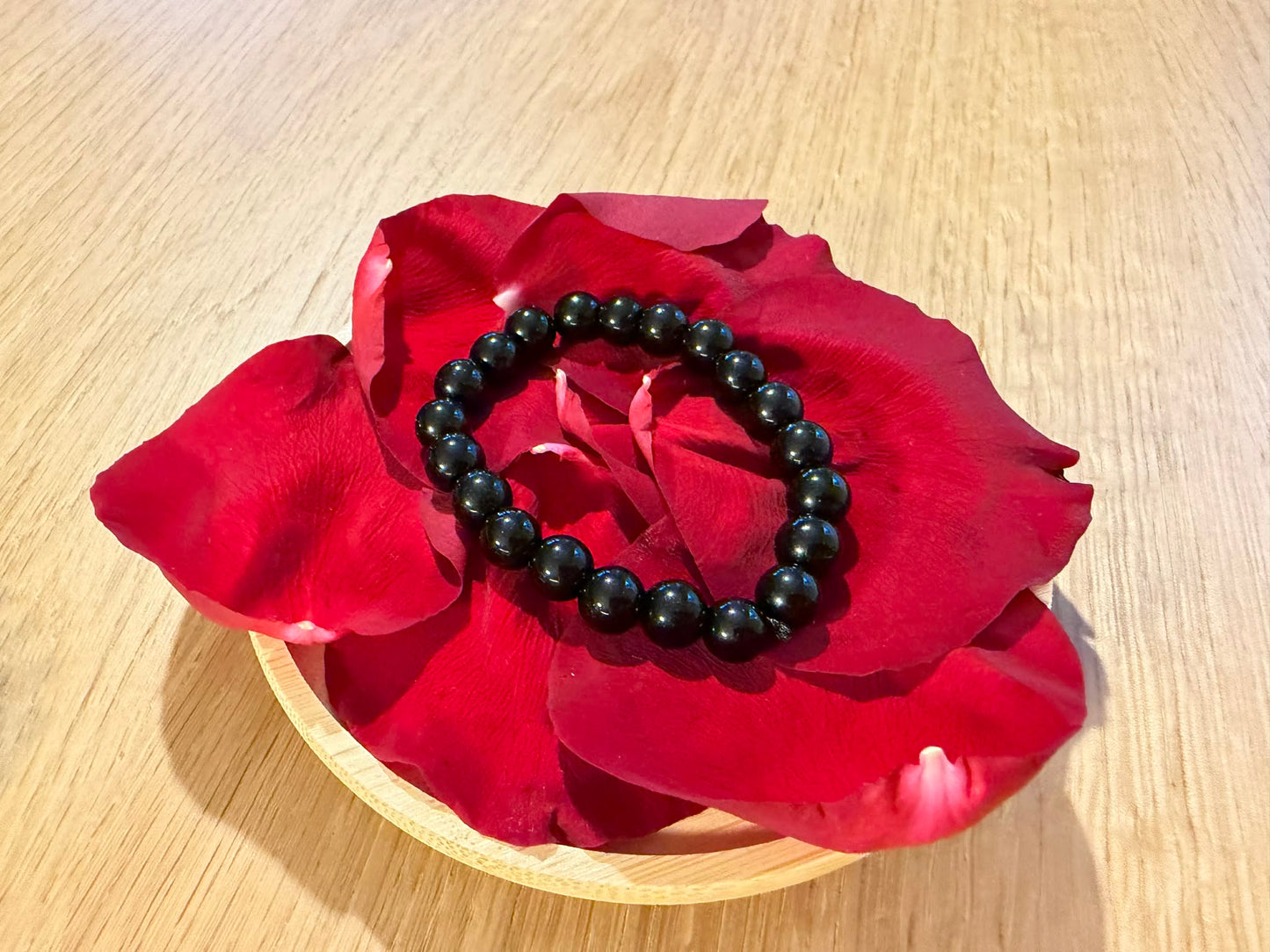 Гривна с 21 топчета Обсидиан