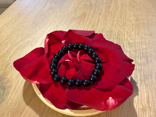 Гривна с 21 топчета Обсидиан